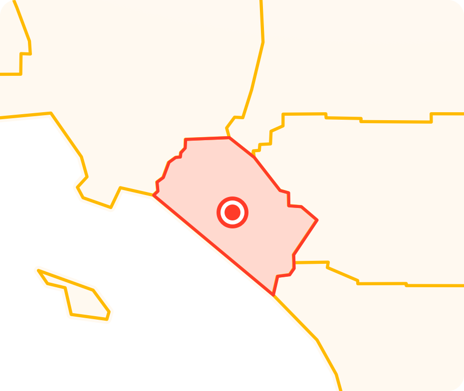 A pin pointing to Fullerton on the map of California, which is one of a home location of Qshark Moving Company