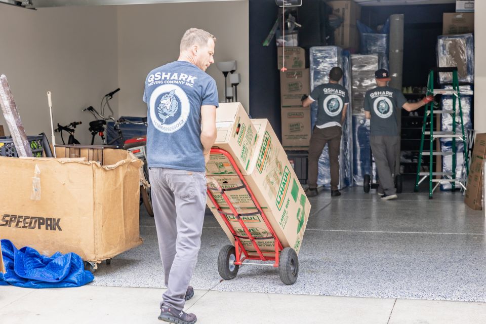 picutre of qshark movers working in customers house