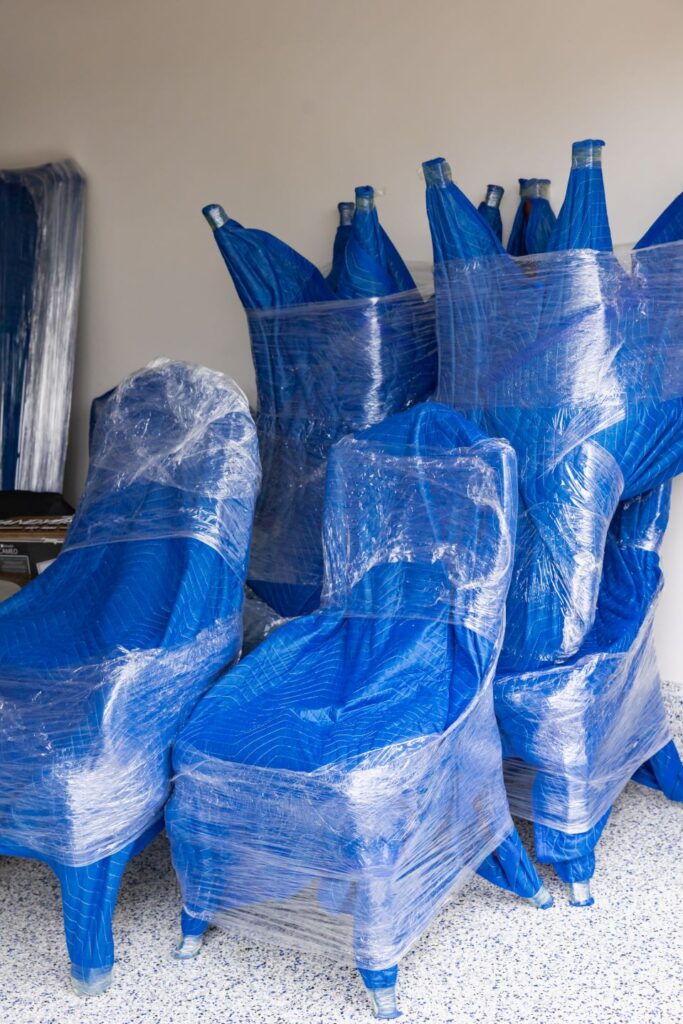 a picture of prepared and packed chairs