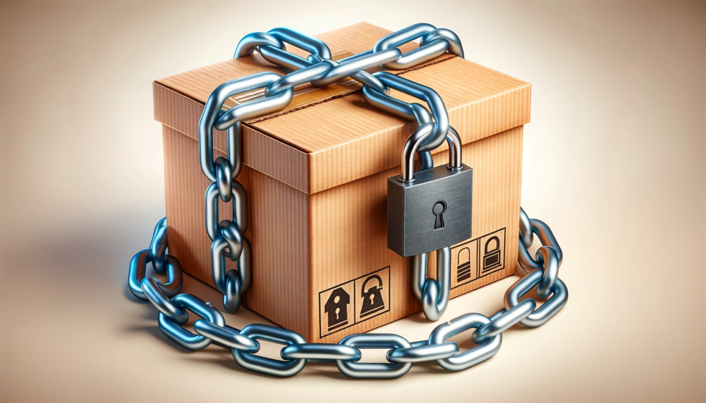 a picture of a moving box locked in a lock