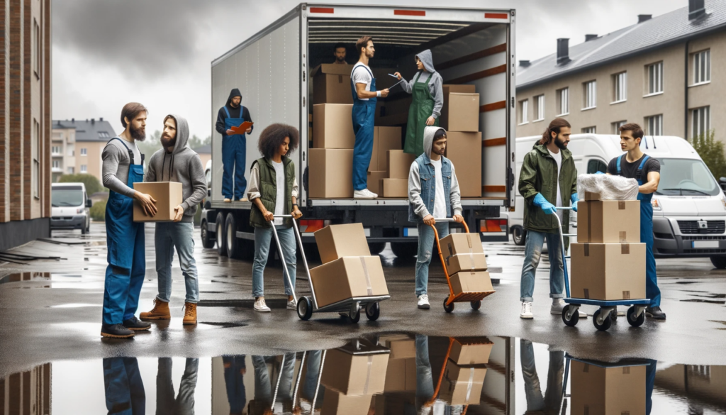 movers unloading a moving truck
