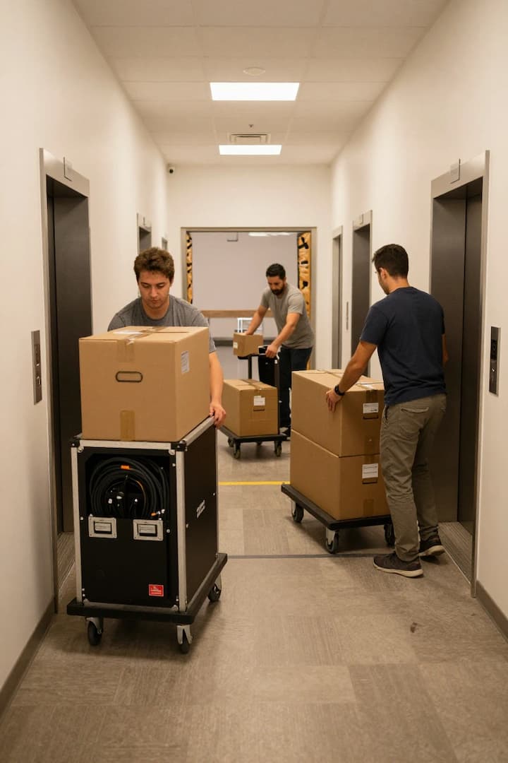 Coordinated office moving process in San Diego with elevator-ready logistics