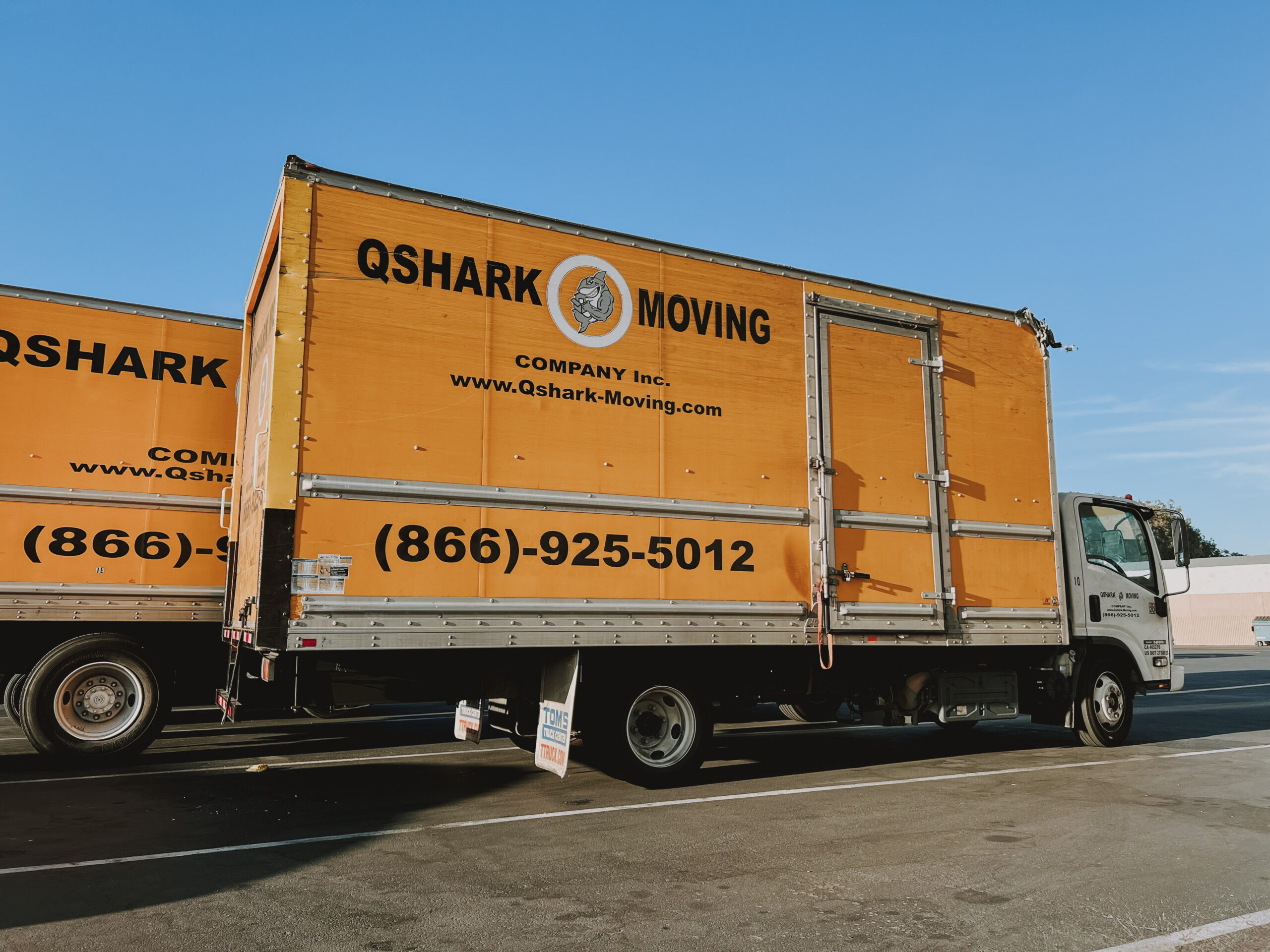 Qshark Moving Trucks getting ready for long distance moving.