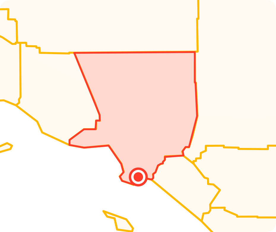 Map describing the service area of our moving company in Long Beach California