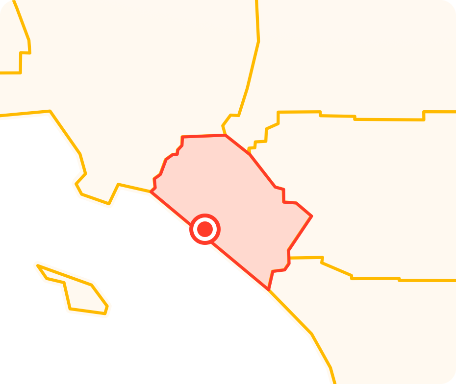 Map describing the service area of our moving company in Newport Beach California
