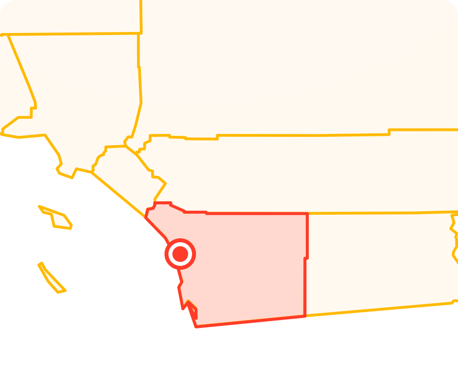 A pin pointing to San Marcos Movers on the map of California, which is one of a home location of Qshark Moving Company