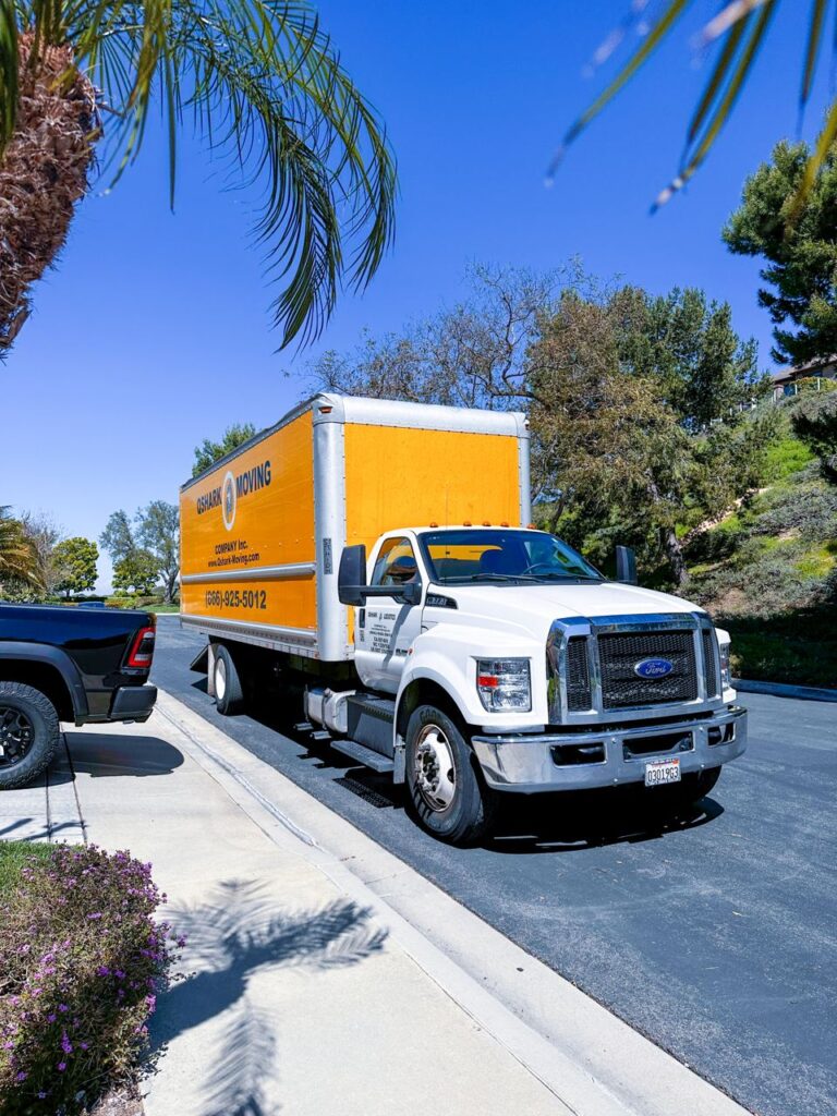 a picture showing qshark moving company truck in san diego california