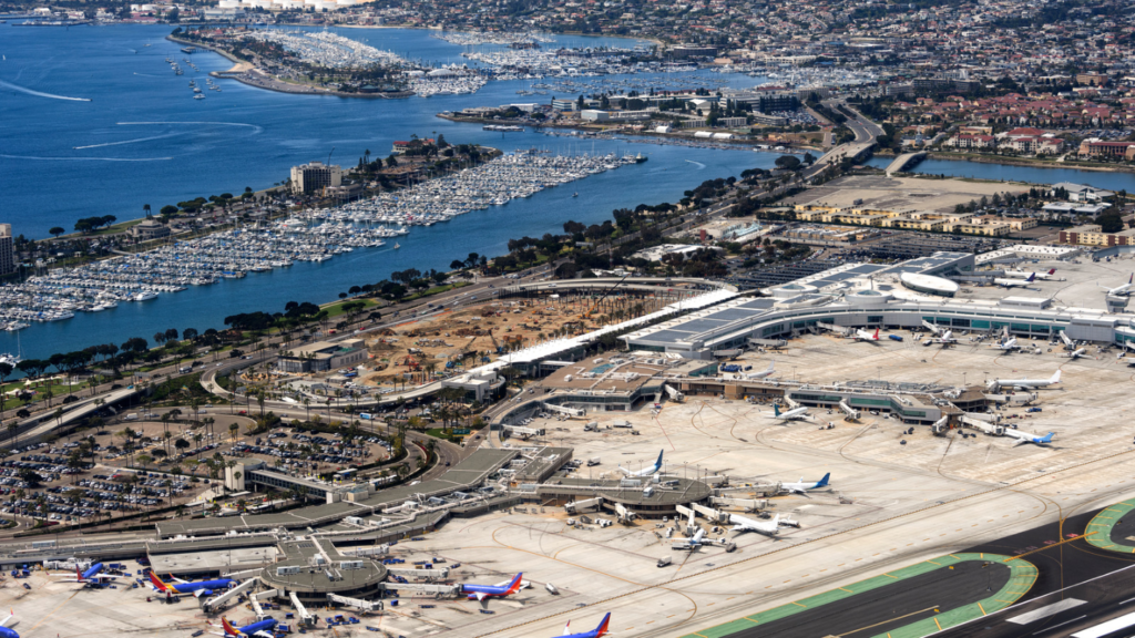 A view of the San Diego International Airport, located in the city of San Diego, California