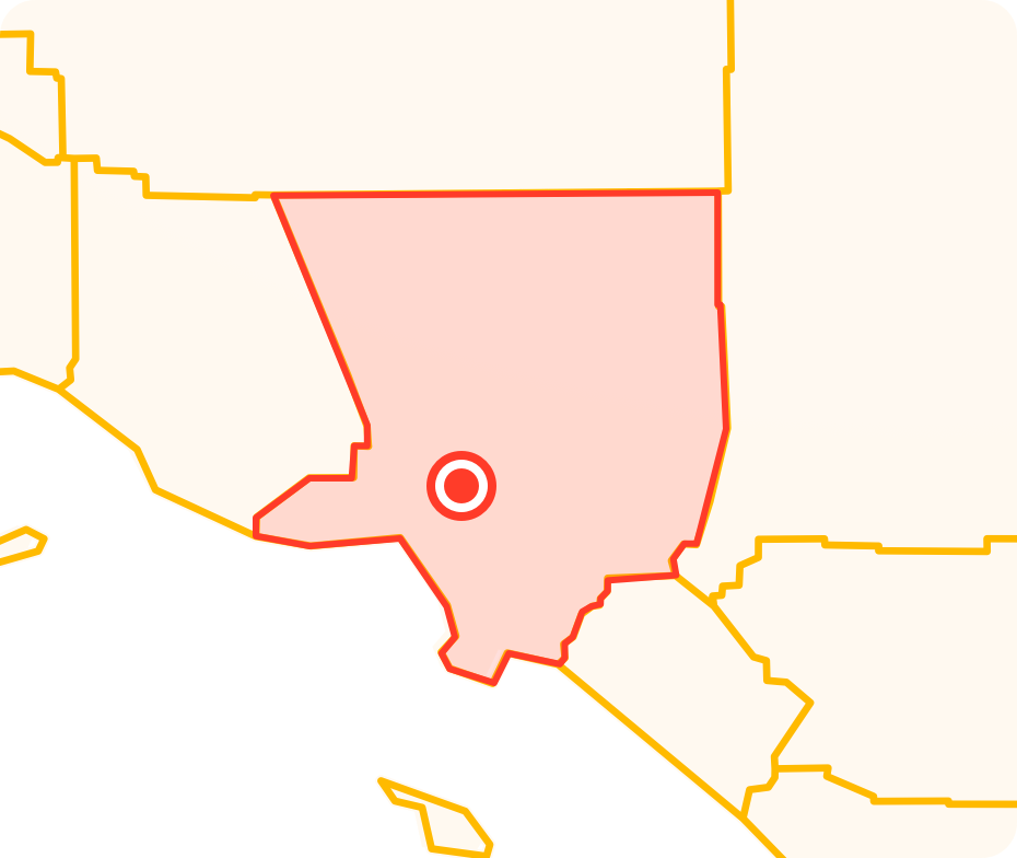 A picture showing location of burbank moving company on califonia map