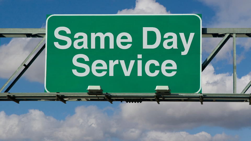 same day movers san diego, a road sign "same day service" 