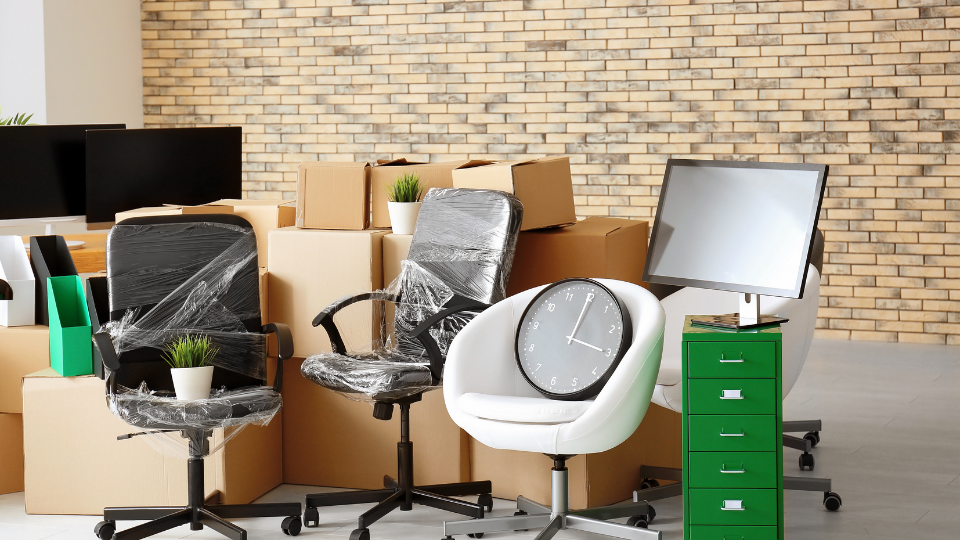 a pciture of professionally packed chair for commercial moving in san diego