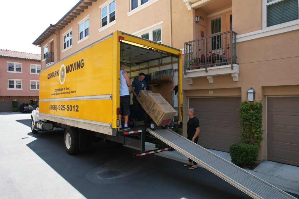a picture of san diego residential movers unloading a moving trruck