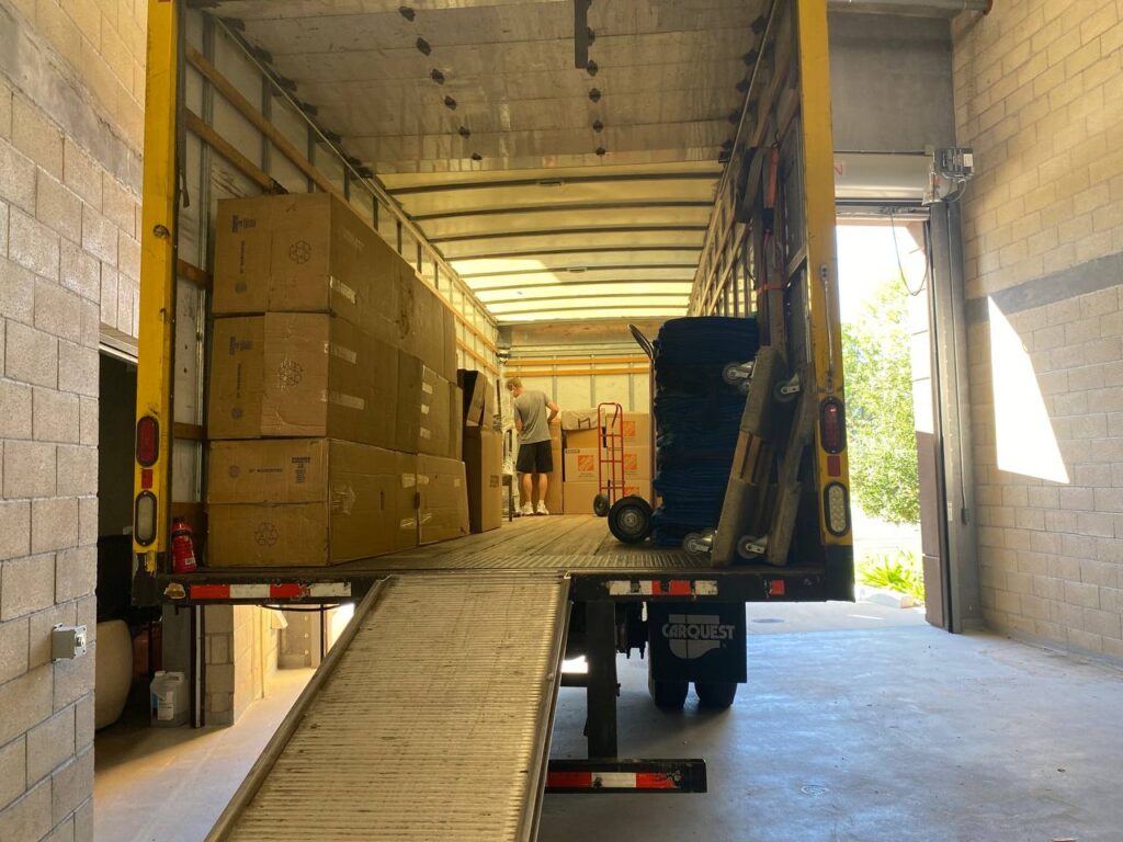 picture of a moving truck loading items