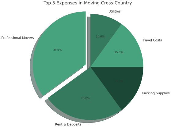 a pie chart of moving expenses while moving cross country