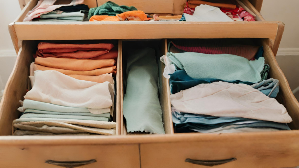 picture of a dressor full of cloth