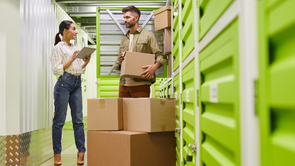 a couple getting ready to load a storage unit