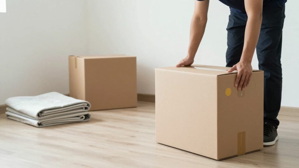 Boxes placed neatly by room during delivery setup after an interstate move